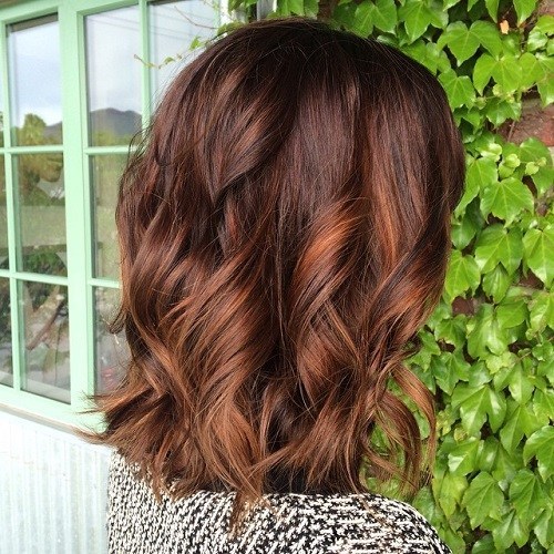 Brown Lob With Copper Highlights