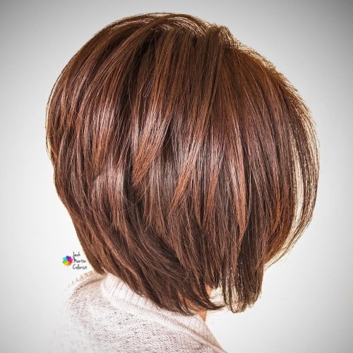 Inverted Layered Chestnut Brown Bob