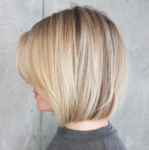 Medium Bronde Bob With Bangs