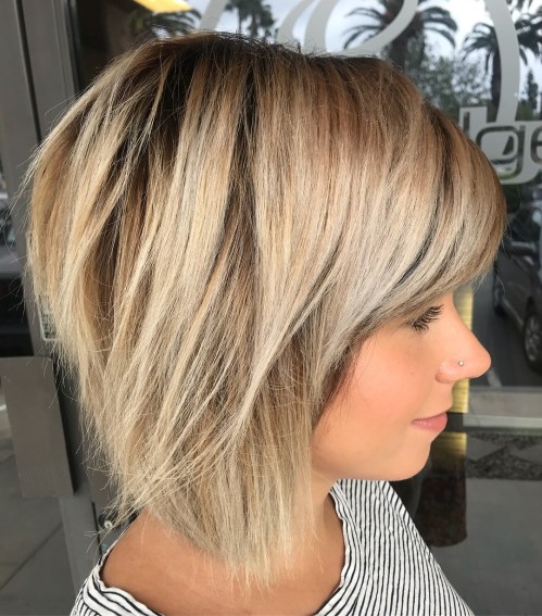 Wispy Caramel And Ash Blonde Balayage Bob