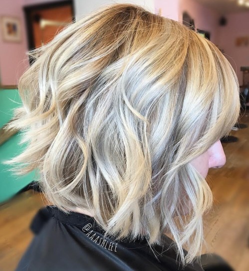 Choppy Wavy Blonde Bob