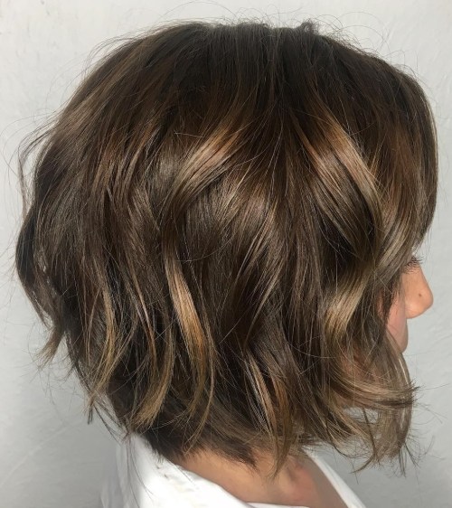 Wavy Messy Brunette Bob