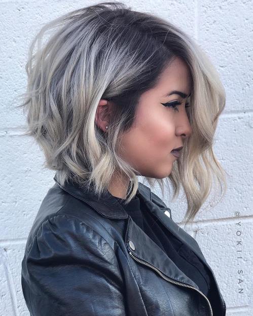 Asymmetrical Ash Blonde Lob