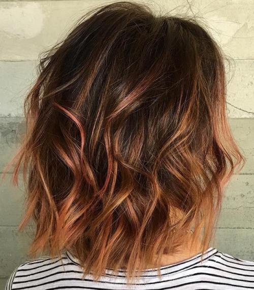 Brown Bob With Cinnamon Highlights