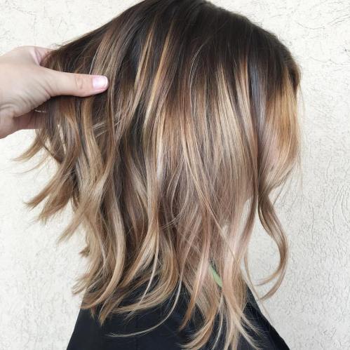 Long Caramel Balayage Bob