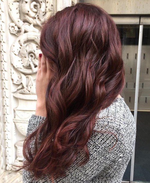 wavy burgundy hair