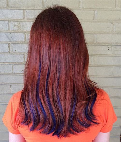 rosewood hair with blue highlights