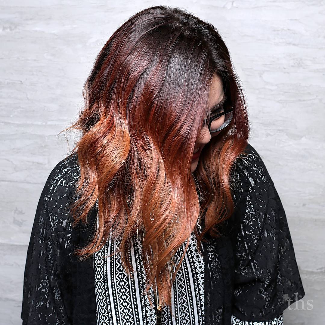 Burgundy And Auburn Balayage Hair