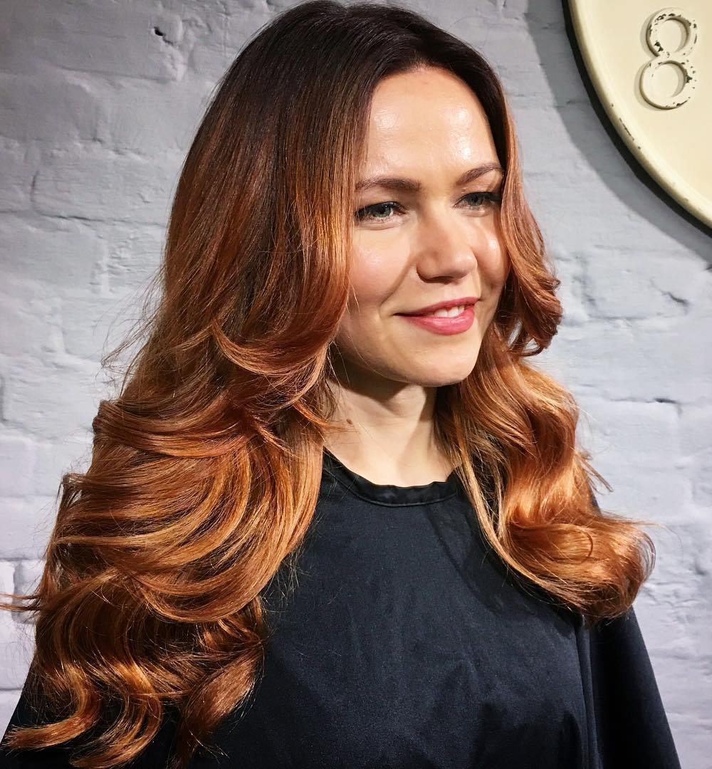 Long Caramel Hair With Root Fade