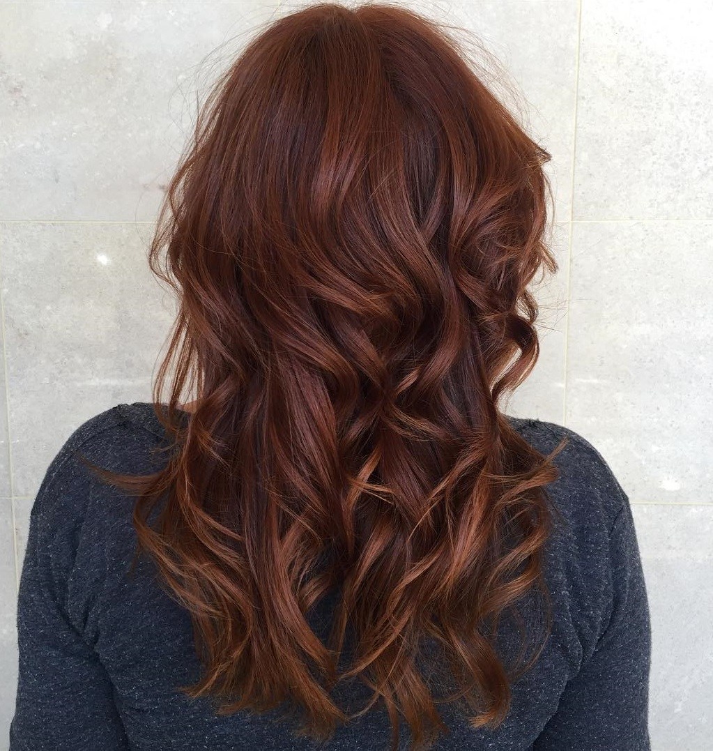 Reddish Brown Wavy Hairstyle