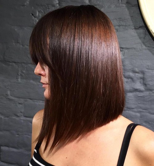 long angled bob with bangs