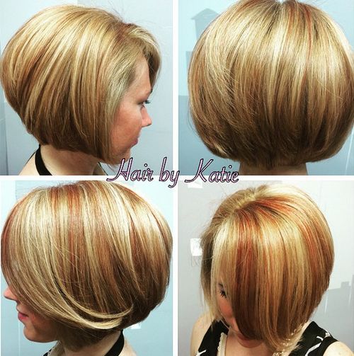 blonde bob with red highlights