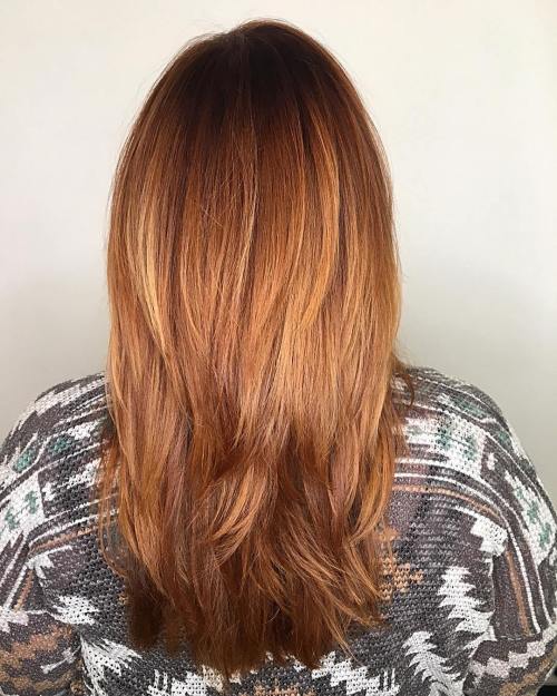 straight red hair with ombre highlights