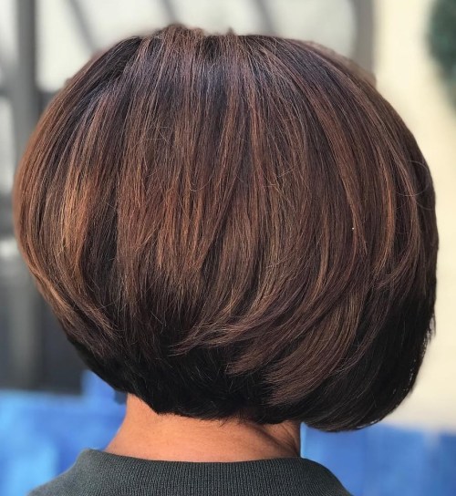 Stacked Brunette Balayage Bob