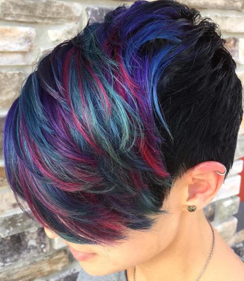 Pixie With Mermaid Highlights In Bangs