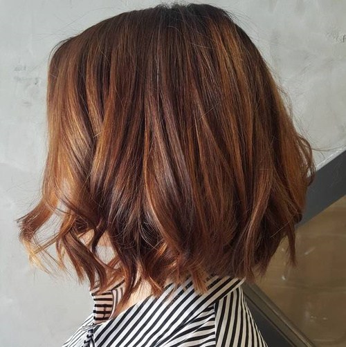 Brown Bob With Copper Balayage