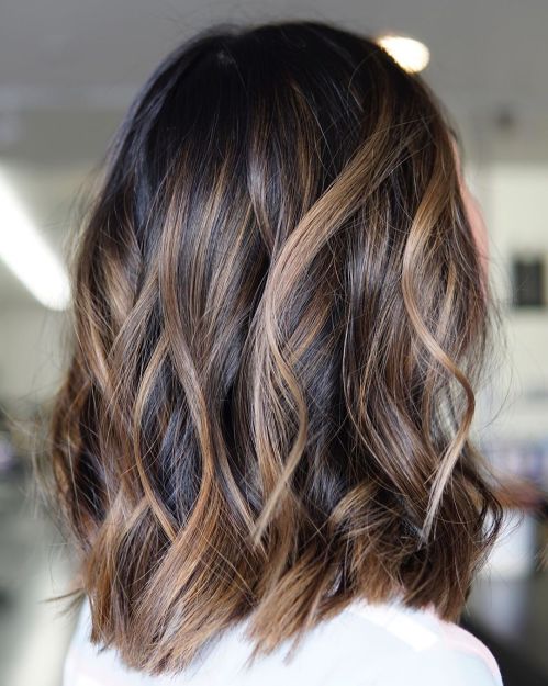 Dark Hair With Caramel Bronde Balayage