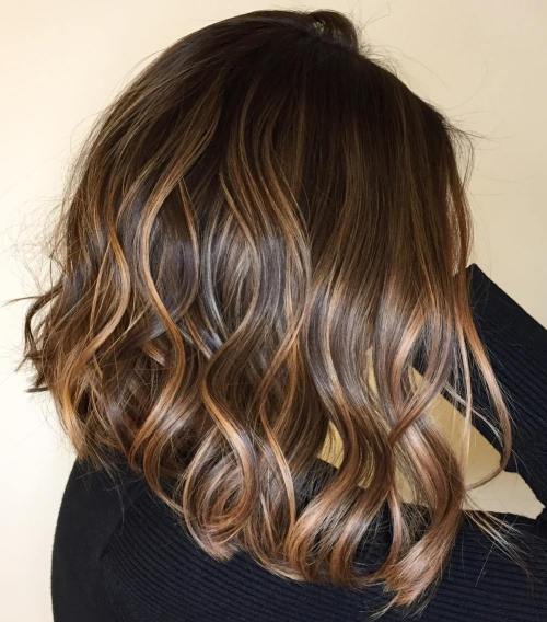 Wavy Dark Brown Hair With Caramel Highlights