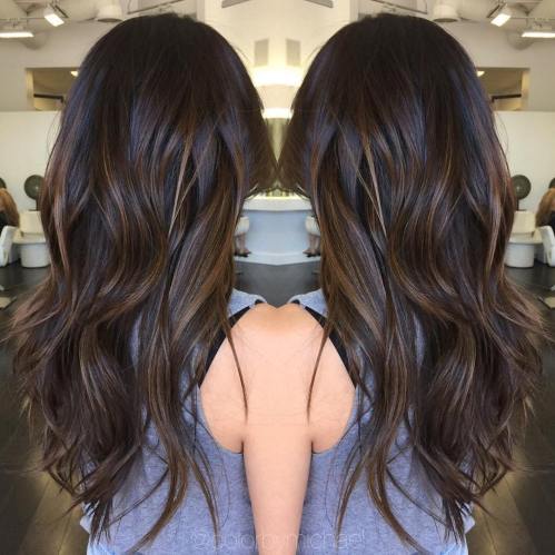 Black Hair With Warm Brown Highlights