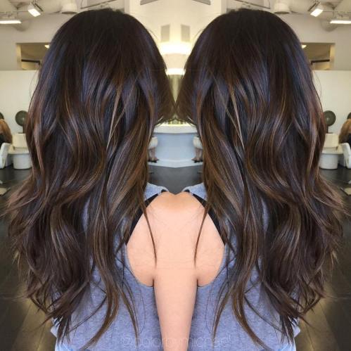 Black Hair With Warm Brown Highlights