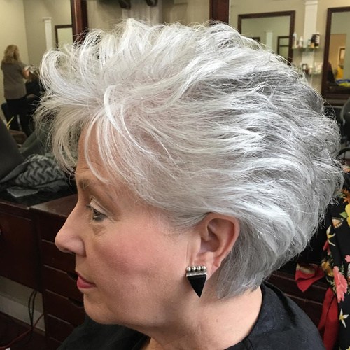 Short Gray Hairstyle For Older Women