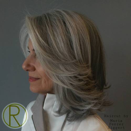 Medium Layered Gray Hairstyle Over 50