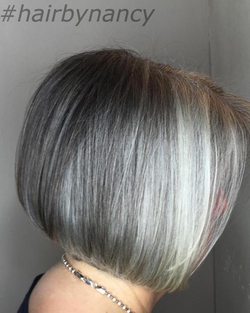 Gray Bob With Platinum Highlights