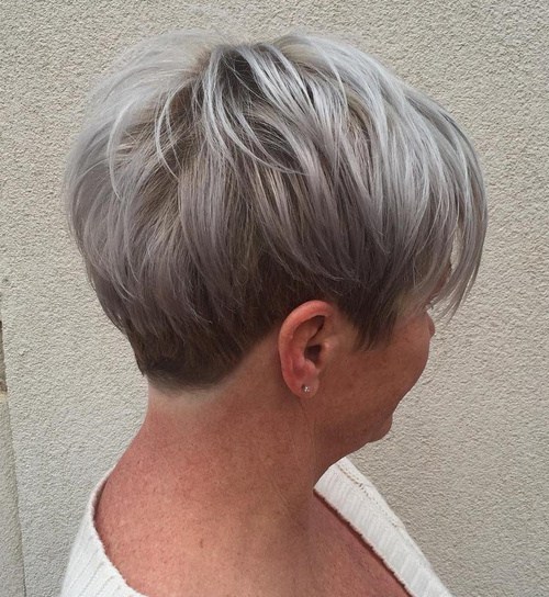 Short Ash Blonde And Silver Hairstyle For Women Over 40