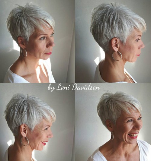 Tapered Silver Pixie For Women Over 60
