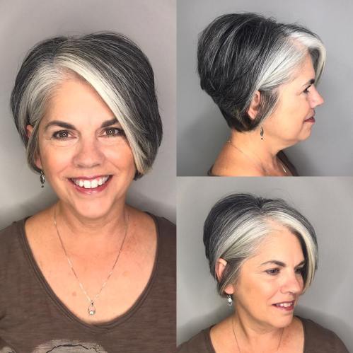 Long Pixie With Gray Highlights