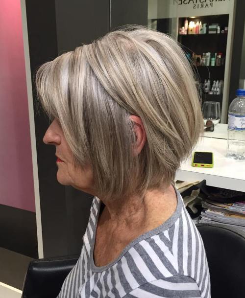 Ash Blonde Layered Bob For Women Over 60