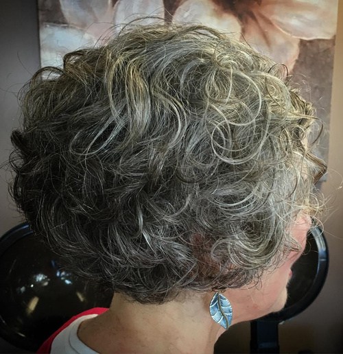 Short Curly Salt And Pepper Hairstyle