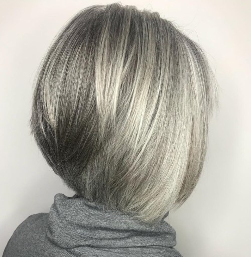 Straight Inverted Gray Bob For Fine Hair