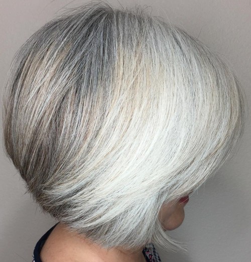 Short Salt And Pepper And White Bob