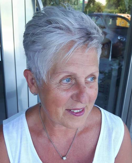 Feathered Pixie Haircut For Older Women
