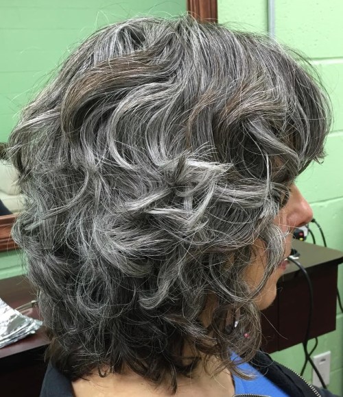 Medium Layered Hairstyle With Gray Highlights