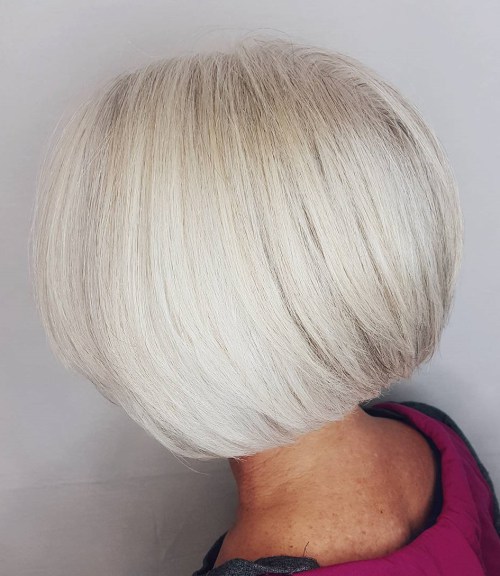 Rounded White Bob Over 60