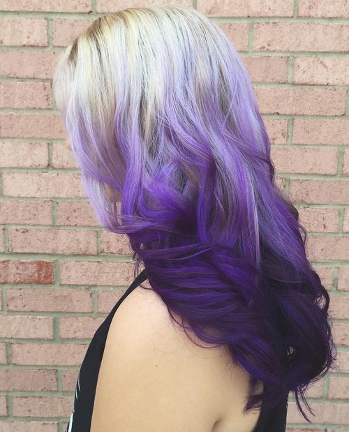 Ash Blonde To Purple Reverse Ombre