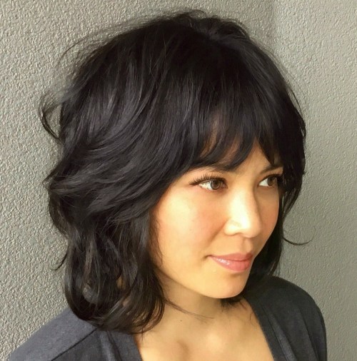 Feathered Bob Shag With Bangs