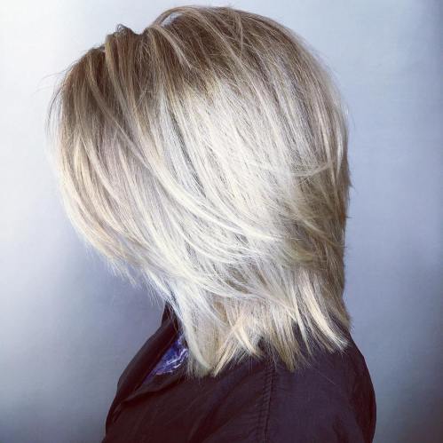 Straight Ash Blonde Layered Cut With White Balayage