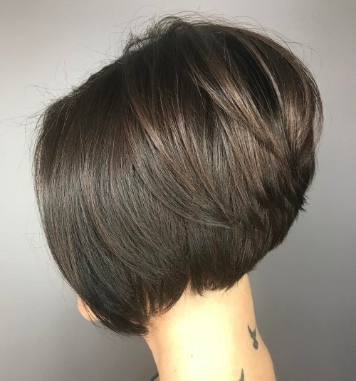 Slick Stacked Brunette Bob