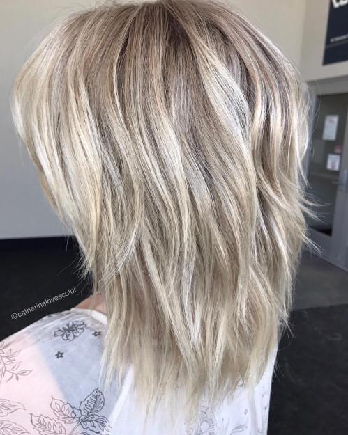 Medium Length Ash Blonde Shag