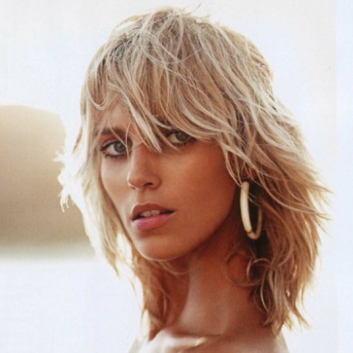 Anja Rubik layered hairstyle