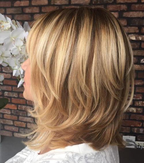 Shoulder-Length Layered Brown Blonde Hair