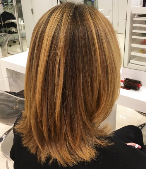 Medium Caramel Blonde Hairstyle