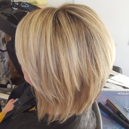 Caramel Blonde Two-Tier Bob