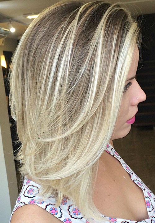 Mid Length Layered Bronde Balayage Hair