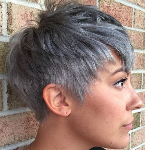 Layered Gray Pixie