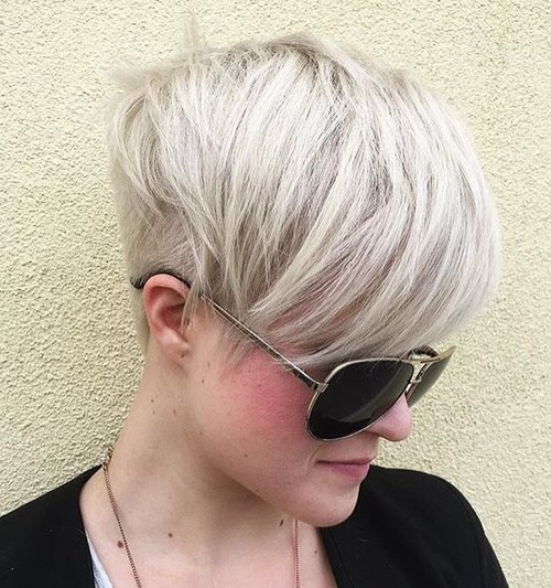 Silver Blonde Layered Pixie Undercut