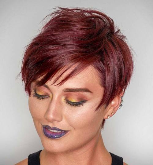 vine red layered pixie